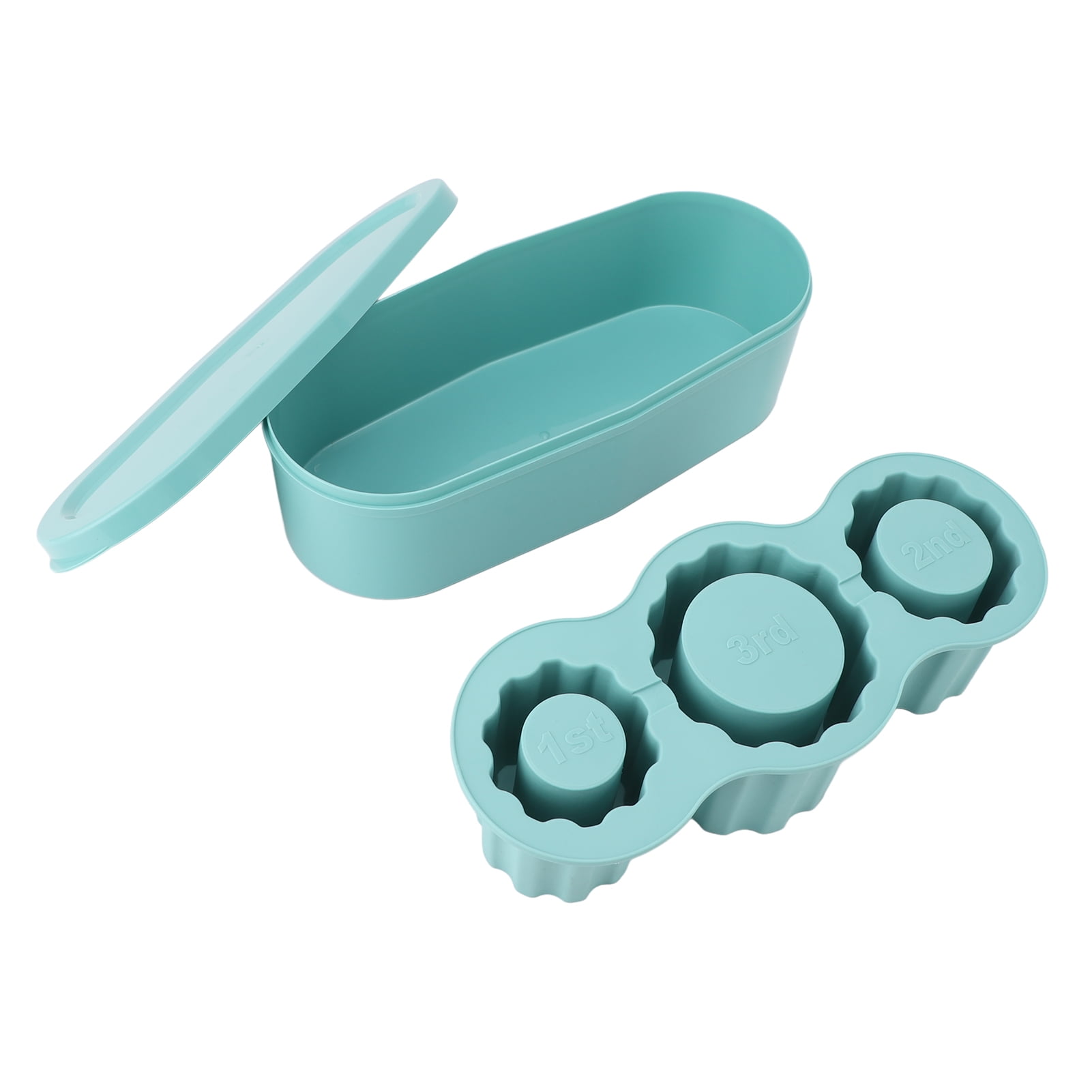 Cylinder Ice Cube Tray, Hollow Silicone Tube Ice Molds with Lid & Bin - Green