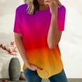 thumbnail image 2 of Womens Plus Size,Women Summer Loose Print Round-Neck T-Shirt Short Sleeve Casual Blouse, 2 of 6