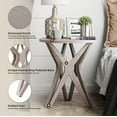 thumbnail image 3 of Pedestal Farmhouse End Table, Distressed Top with Tripod Base Bedside Table for Living Room, Modern, Boho Decor, Round (1 Pack, Distressed Aah Grey), 3 of 17