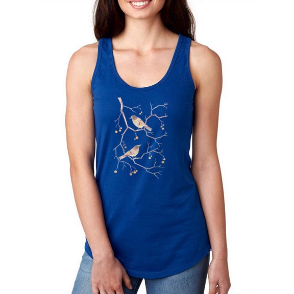 Artshine Birds And Berries In Brown Racerback Tank Women -Gabby Malpas Designs, Female Small