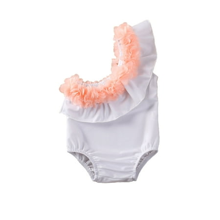 

Bagilaanoe Newborn Baby Girls One-Piece Swimsuit Floral Sleeveless One Shoulder Ruffle Swimwear 6M 12M 18M 24M Infant Bathing Suit Beachwear
