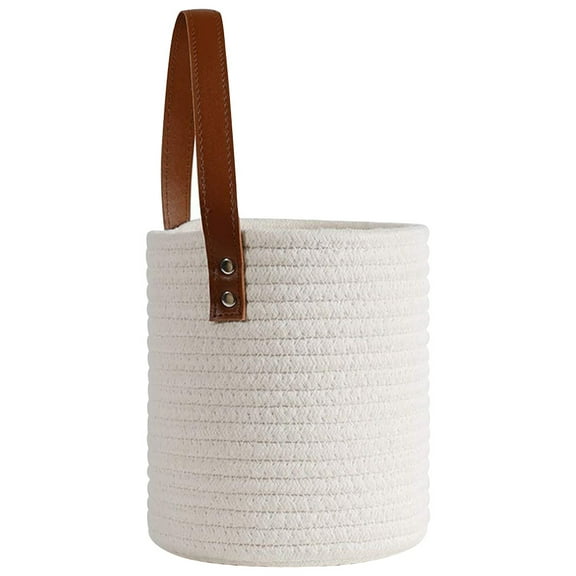 STRANDCHIC Elegant White Cotton Basket for Wall Hanging and Space Organization