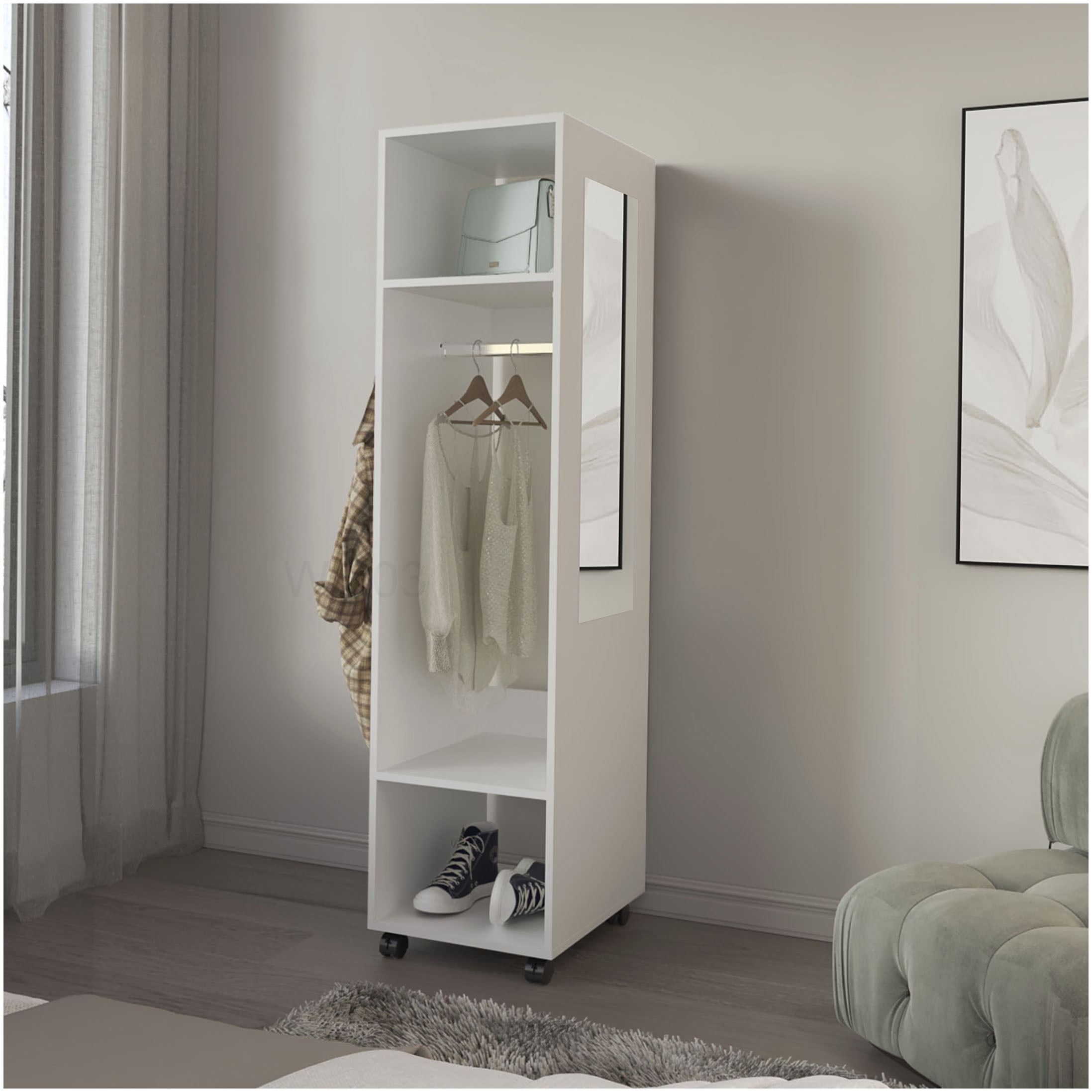 Hodedah 2-Door Wardrobe with 4-Shelves, White - Walmart.com