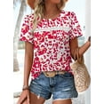 thumbnail image 4 of Ronuti Plus Size Tops for Women Tunic Floral Casual Short Sleeves T Shirts Flowy Blouses, 4 of 11