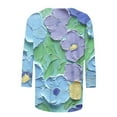 thumbnail image 4 of CYMMPU Flower Pattern 3/4 Sleeve Spring Tops Loose Fit Fall Fashion Shirts Blouses for Women Dressy Casual Round Neck Tunic Tops Lightweight Basic T-Shirts Multicolor XXXXXL, 4 of 5