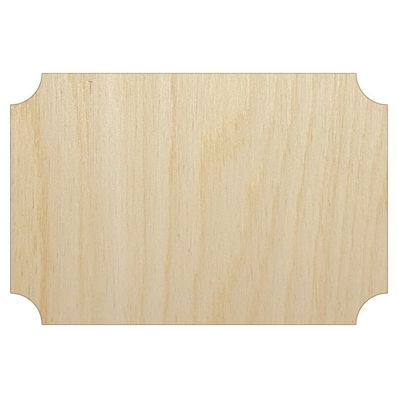 Rectangle Clipped Corners Solid Wood Shape Unfinished Piece Cutout Craft DIY Projects - 4.70 Inch Size - 1/8 Inch Thick