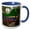 Blue/White, variant on 3drose, State Map, Seal, Hiking Trail and Picture Text, 11oz Two-tone Blue Mug