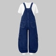 thumbnail image 4 of Staki Girl Denim Overalls Wide Girl's Overalls Jeans Denim Cute Fashion Trendy Wide Leg Dungarees Denim Pants Jumpsuits 8-14Y(Dark Blue,12-14 Years), 4 of 9