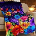 thumbnail image 2 of Farmhouse Purple Flower Blanket Colorful Floral Throw Blanket Ultra Cozy Super Soft Fleece Flower Stuff Gift Fuzzy Plush Bedding Blankets for Kids Teens Adults Girls Boys Women Men 80"x60", 2 of 6