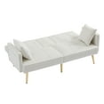 thumbnail image 3 of Yardi Yard Velvet 69" Convertible Loveseat Sofa Bed with 2 Cupholders for Living Room Cream, 3 of 6
