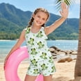 thumbnail image 4 of COEQINE Tankini for Girls 2 Piece Swimsuit Ages 14-15 Years with Removable Pads Printed Modest Bathing Suits Crewneck Tank Top and Swim Shorts Polyester Spandex, Green Frog Heart, 4 of 8