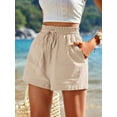 thumbnail image 6 of Linen Shorts for Women Summer Casual High Waisted Wide Leg Drawstring Beach Loose Shorts Comfy Fashion Outfits Khaki XXL, 6 of 7