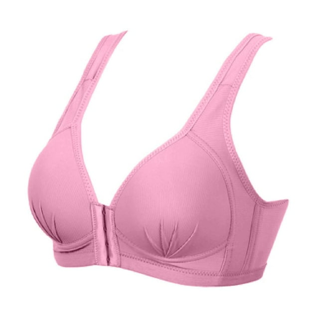 CHUANK Women‘s Plus Size Full Coverage Front Closure Posture Back Unpadded Wireless Minimizer Bra 2 Pack Gray 95