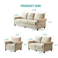 thumbnail image 7 of 2 Pieces Sofa Set, Living Room Sofa Couch Set, Linen Fabric Upholstery Loveseat and 3 Seats Sofa with Storage Space and Wood Legs, Accent Sofa for Living Room Office, Beige, 7 of 7