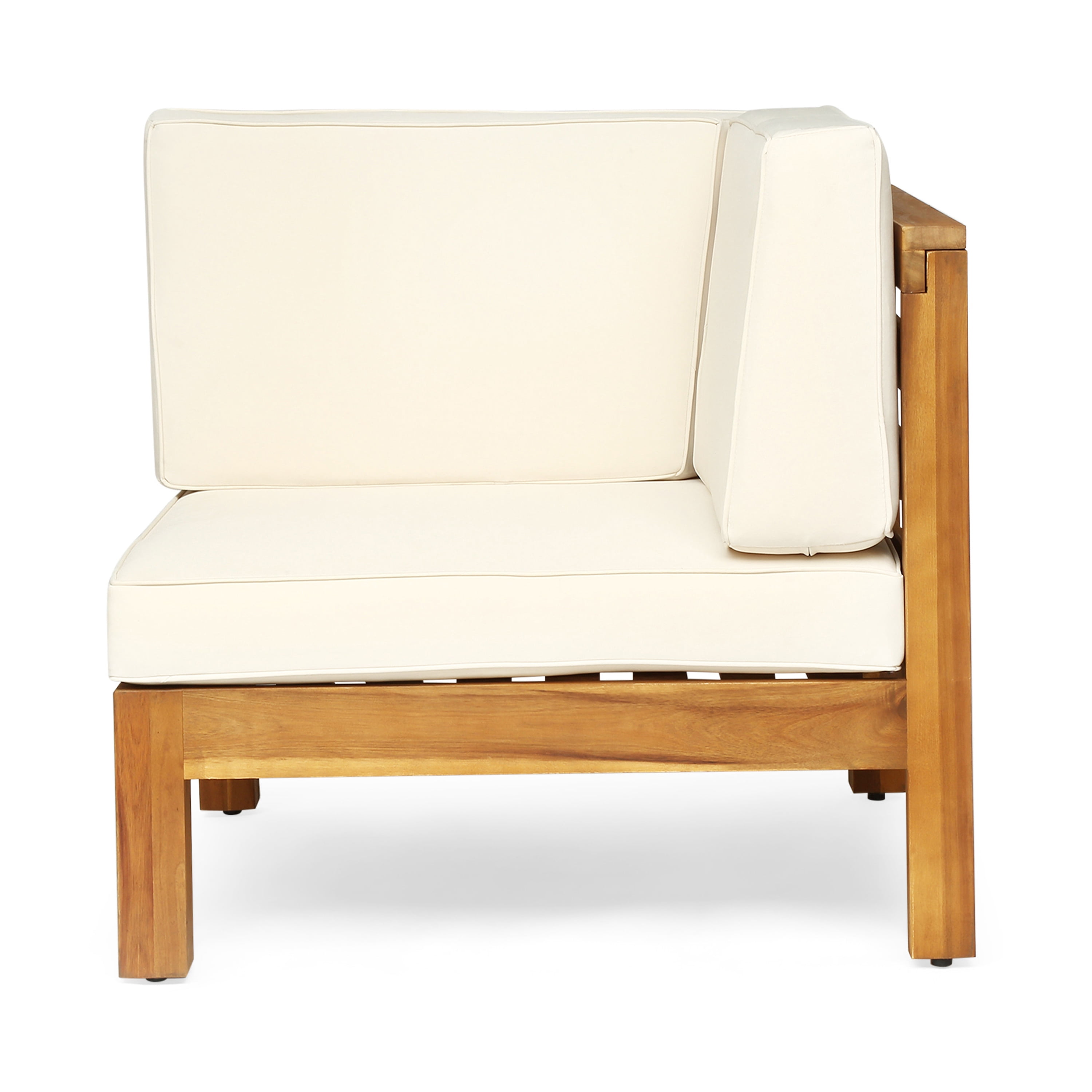 Mintazer 2-Piece Modular Outdoor Loveseat, Interlocking 2-Seat Sectional Sofa with Water-Resistant Beige Cushions, Natural