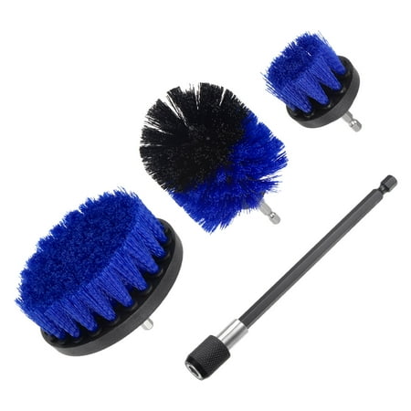 

Uxcell Drill Brush Set(4 Pcs) All-Purpose Cleaning Scrubber Kit with Extension Shaft Blue