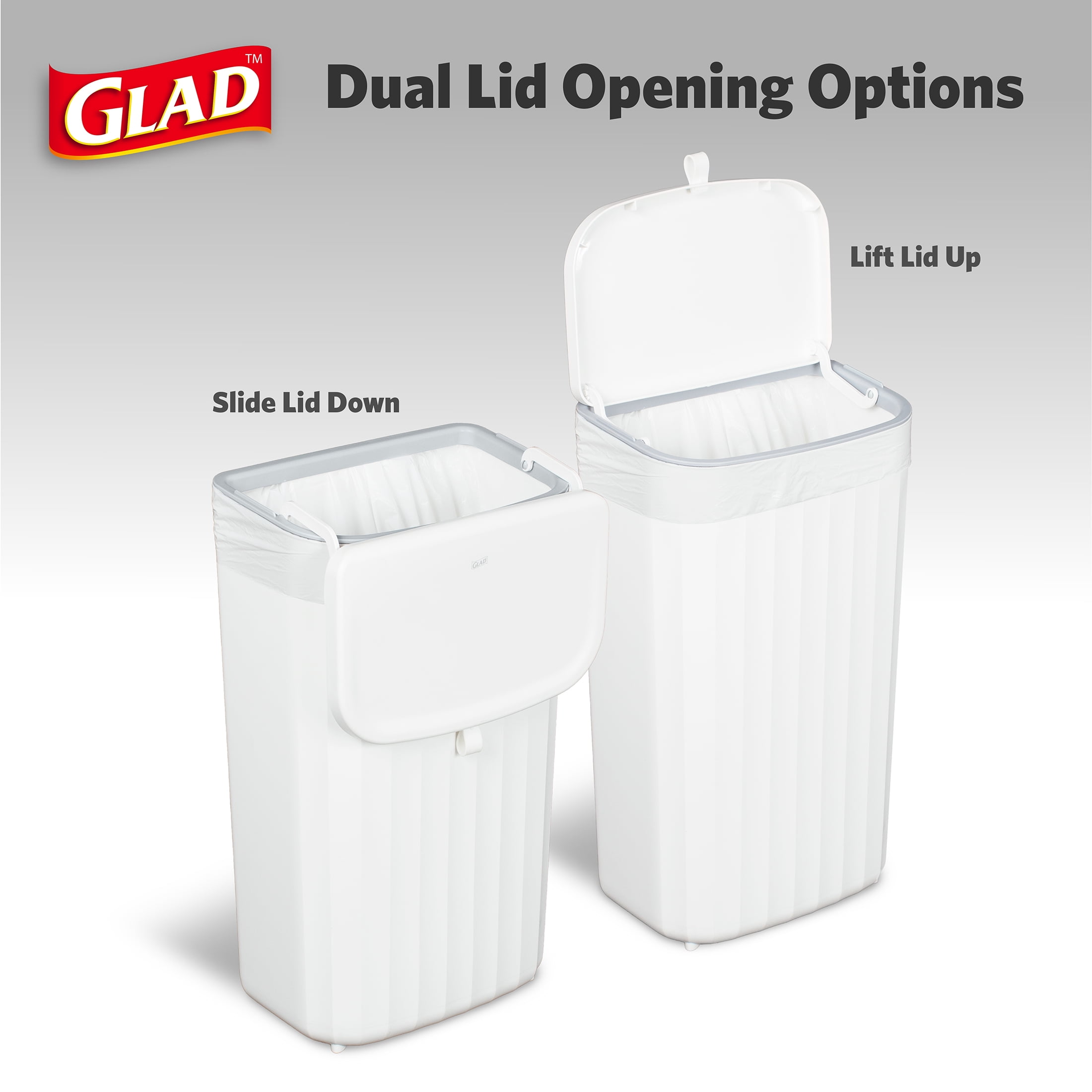 Glad Kitchen Trash Can, 3.1 Gallon Roomate Undercounter Garbage Bin, White