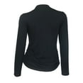 thumbnail image 3 of eVogues Women's Mock Neck Lace Up Long Sleeve Top Black, 3 of 4