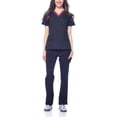 thumbnail image 1 of Dagacci Natural Stretch Contrast V-Neck Set (Black,XL), 1 of 5