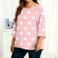 thumbnail image 3 of Hrsba Tops for Women Trendy,Women Star Print Casual 3/4 Sleeve Crewneck Summer Plus Size Daily Wear Blouse Tops, 3 of 6