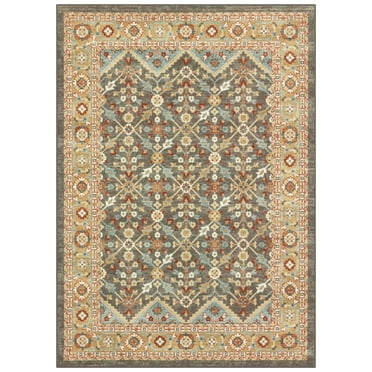 Mainstays Persian Border Medallion Loop Print Rust Brown Indoor Area Rug, 5'x7'