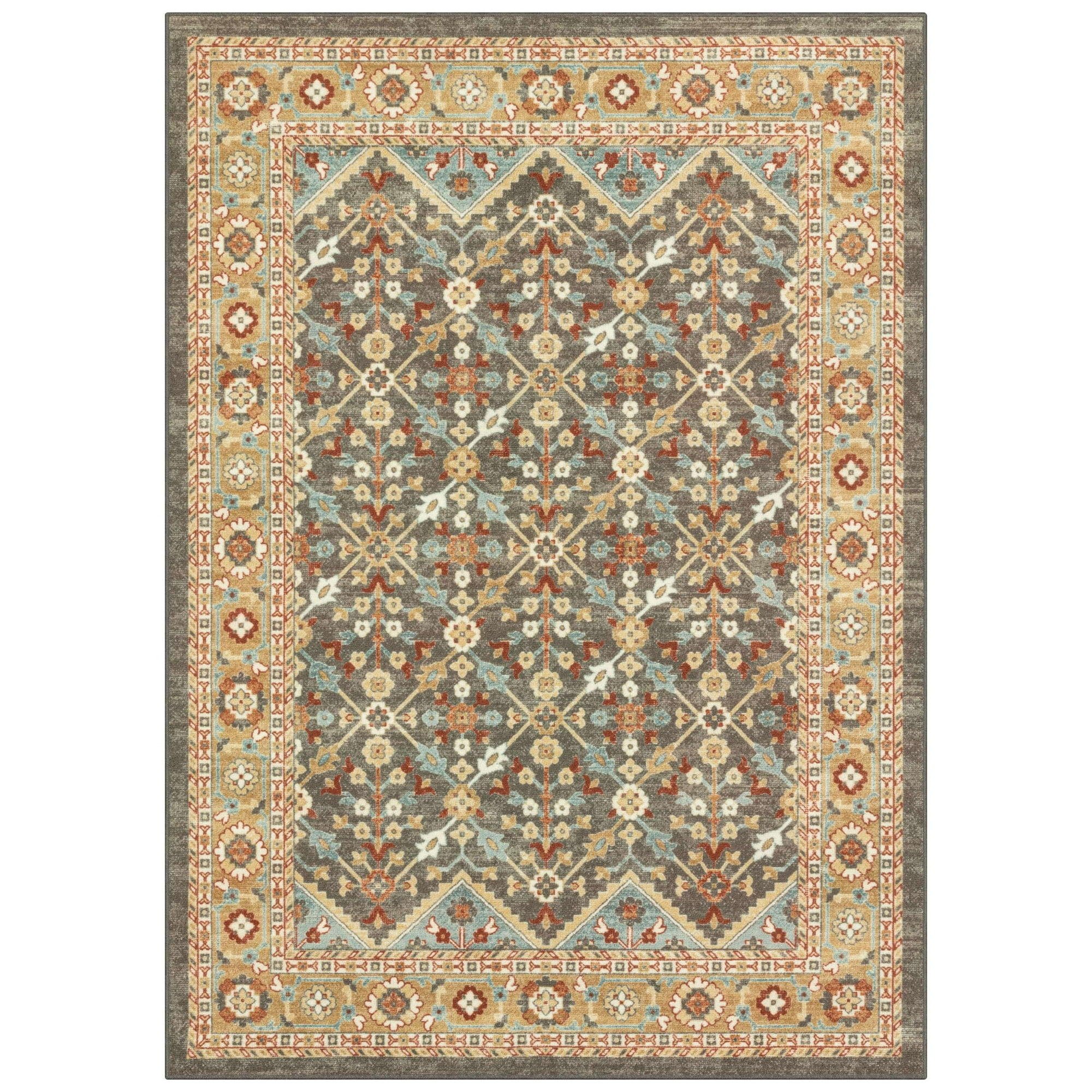 Mainstays Persian Border Medallion Indoor Area Rug, Rust Brown, 5 ft x 7 ft