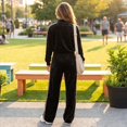 thumbnail image 7 of Szluipve 2 Piece Sets for Women Velour Tracksuit 2 Piece Outfit Half Zip Stand Collar Top Leopard Print Side Stripe Wide Leg Pants Casual Loungewear Set Black XL, 7 of 7