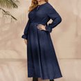 thumbnail image 7 of hotojiny Fall Dresses for Women Plus Size Long Sleeve Casual Long Dress V Neck Tie A-Line Flowy Maxi Dresses, 7 of 7