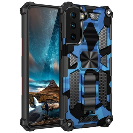 Galaxy S21 Ultra Case, Tough Rugged Hybird Impact-Resistant Bumpers Cover Heavy Duty Kickstand Dual Layers Shockproof Full Body Protective Phone Case for Samsung Galaxy S21 Ultra, Dark Blue