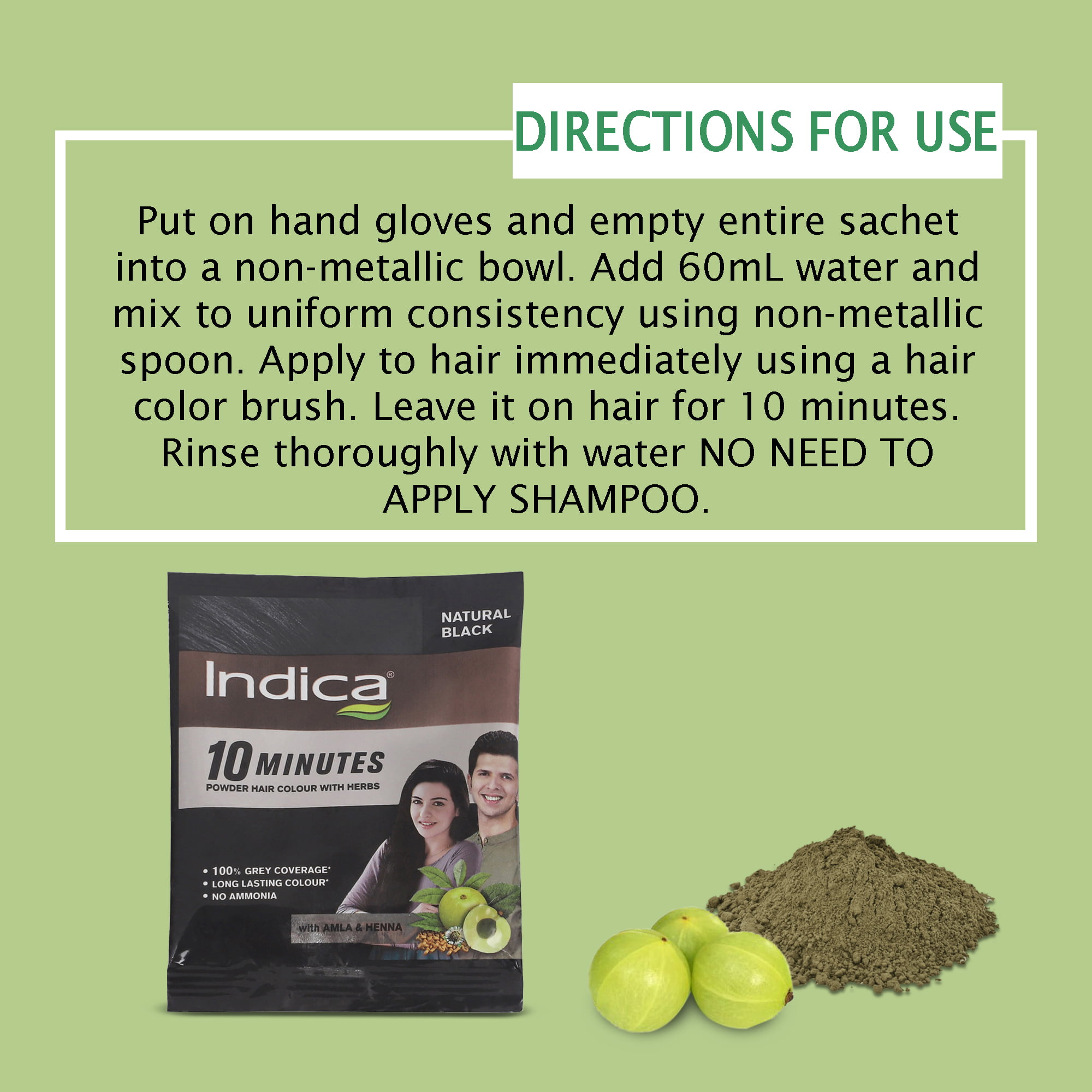 Indica Natural Black Powder Hair Color with Amla Heena & Hibiscus (Pack  of 8) | eBay