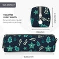 thumbnail image 5 of XMXT Leather Pencil Case, Green Christmas Stars Leaves Large Capacity Pencil Pouch for Student Teens Women, 5 of 9