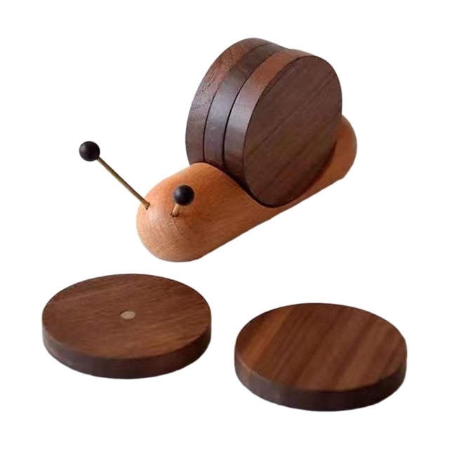5 posavasos de madera para decoración de bar, con forma de caracol, multiusos para el hogar. Color B