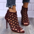 thumbnail image 2 of Abtuhar Womens High Heels Shoes Solid Color Open Toe Back Zip Thin Heel, 2 of 5