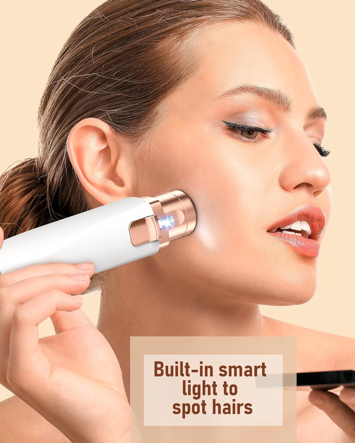 Eyebrow & Facial Hair Removal for Women: 2 in 1 Rechargeable Eyebrow Trimmer & Face Shaver, Painless Electric Facial Eye brow Razors Epilator with Built-in LED Light -Perfect for Face, Lips & Body