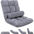 thumbnail image 3 of DKMOCO 6-Poistion Adjustable Floor Chair with Back Support, Folding Padded Floor Gaming Chair, for Meditation, Sleeping, Reading, Gaming, Grey, 3 of 8