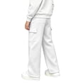 thumbnail image 4 of Glisme Little Girls Outdoor Athletic Pants Straight Leg With Pockets And Drawstring Autumn Casual Girls Baggy Trousers, 4 of 6