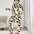 thumbnail image 5 of Xijirk Women Halloween Pajama Set Long Sleeve Boat Neck Top with Jogger Pants Bat Polka Dot Print Loungewear for Sleepwear and Holiday Party,Light Yellow,S, 5 of 7