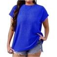 thumbnail image 3 of Horkkom Plus Size Tops for Women Crew Neck Solid Color Short Sleeve Shirts Summer Casual Loose Tunic Tops XL, 3 of 9