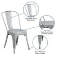 thumbnail image 2 of Flash Furniture 5-Piece Commercial Grade 31.5" Square Metal Dining Table and Chairs Set, Silver, 2 of 9