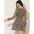 thumbnail image 4 of Vestido floral Allegra K Rosa M con cuello En V y manga larga, 4 of 5