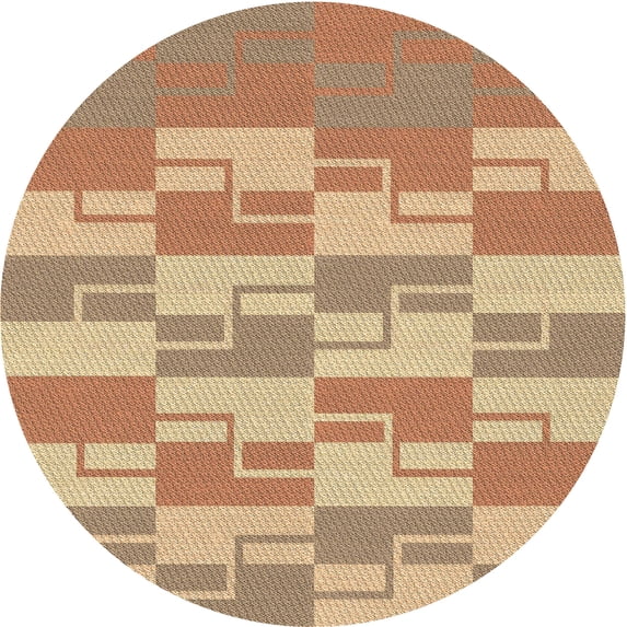 Ahgly Company Indoor Round Patterned Macaroni and Cheese Yellow Area Rugs, 8' Round
