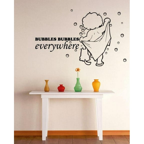 Wall Design Pieces Boy Bubbles Bubbles Bubbles Everywhere Bathing Shower 20x30 Inches