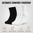 thumbnail image 4 of TRANSLINK Women Men's 6 Pack Crew Socks, 3 Black 3 White, 75% Cotton Cushioned Athletic Socks, Moisture Wicking Work Socks, 4 of 7
