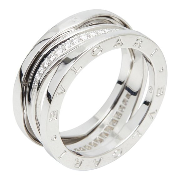 Pre-Owned Bulgari 18KWG White Gold 750 Diamond B-zero1 Legend Ring, Size #60, Men's BVLGARI 1