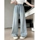 thumbnail image 1 of WILLBEST Jeans Mujer Pantalones Vaqueros Anchos para Niñas, Cómodos y a La Moda, para Uso Informal, Cintura Elástica de Verano. 11-12Years, 1 of 8