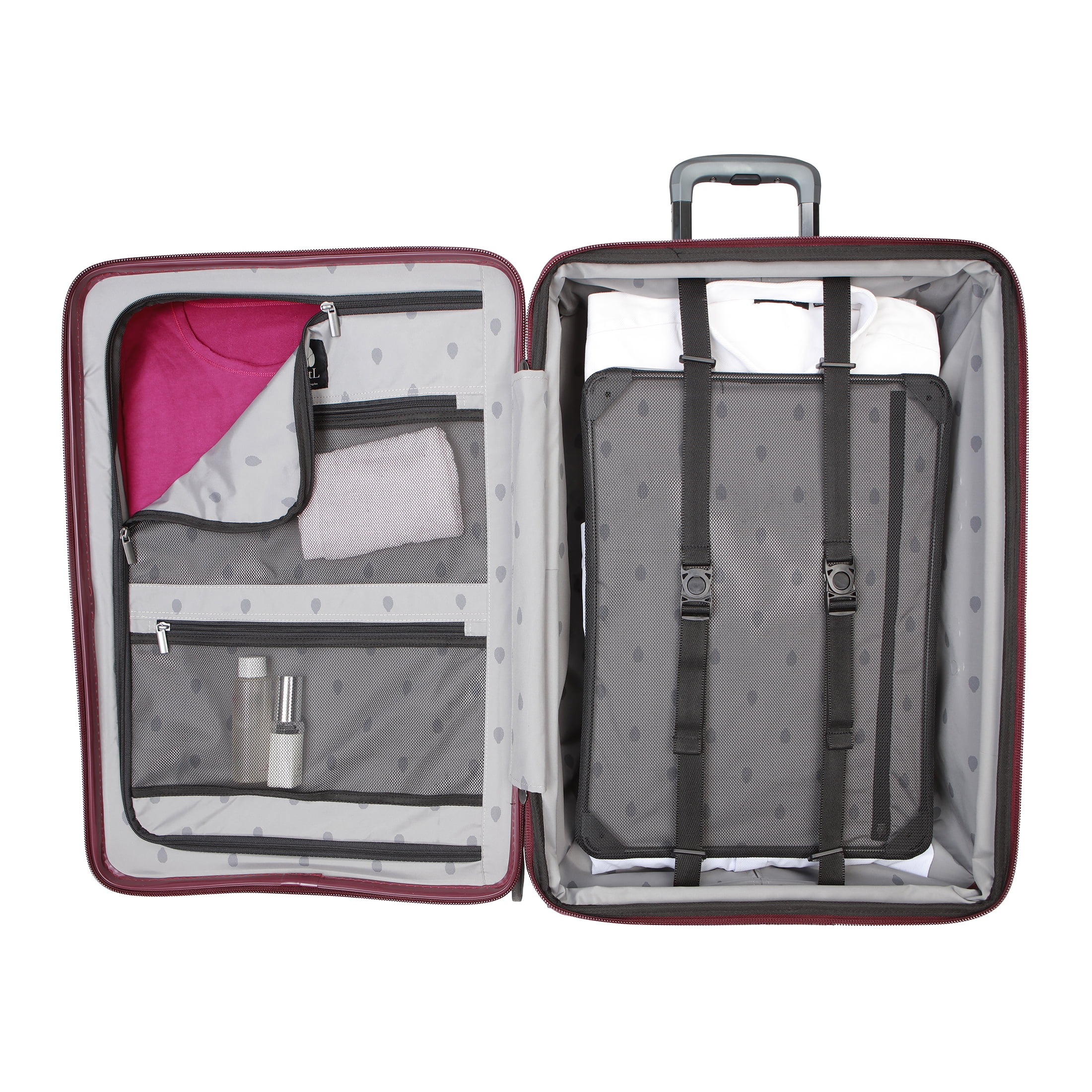 btL 28-inch Checked Expandable Hardside Upright Luggage With 360 Spinner Wheels and Divider Pockets, Windsor Wine