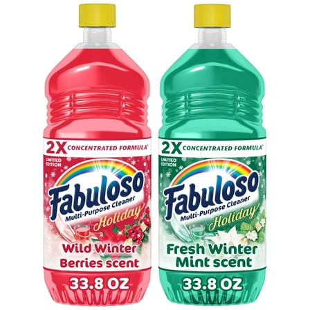 Fabuloso Holiday Multi-Purpose Cleaner, 2X Concentrated, Wild Winter Berries Scent and Fresh Winter Mint Scent, 33.8 fl oz each