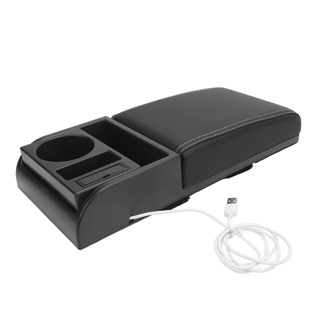 for SUVs Trucks Center Console Armrest Box Cover Adjustable Length USB Charging Port Cup Holder Extender