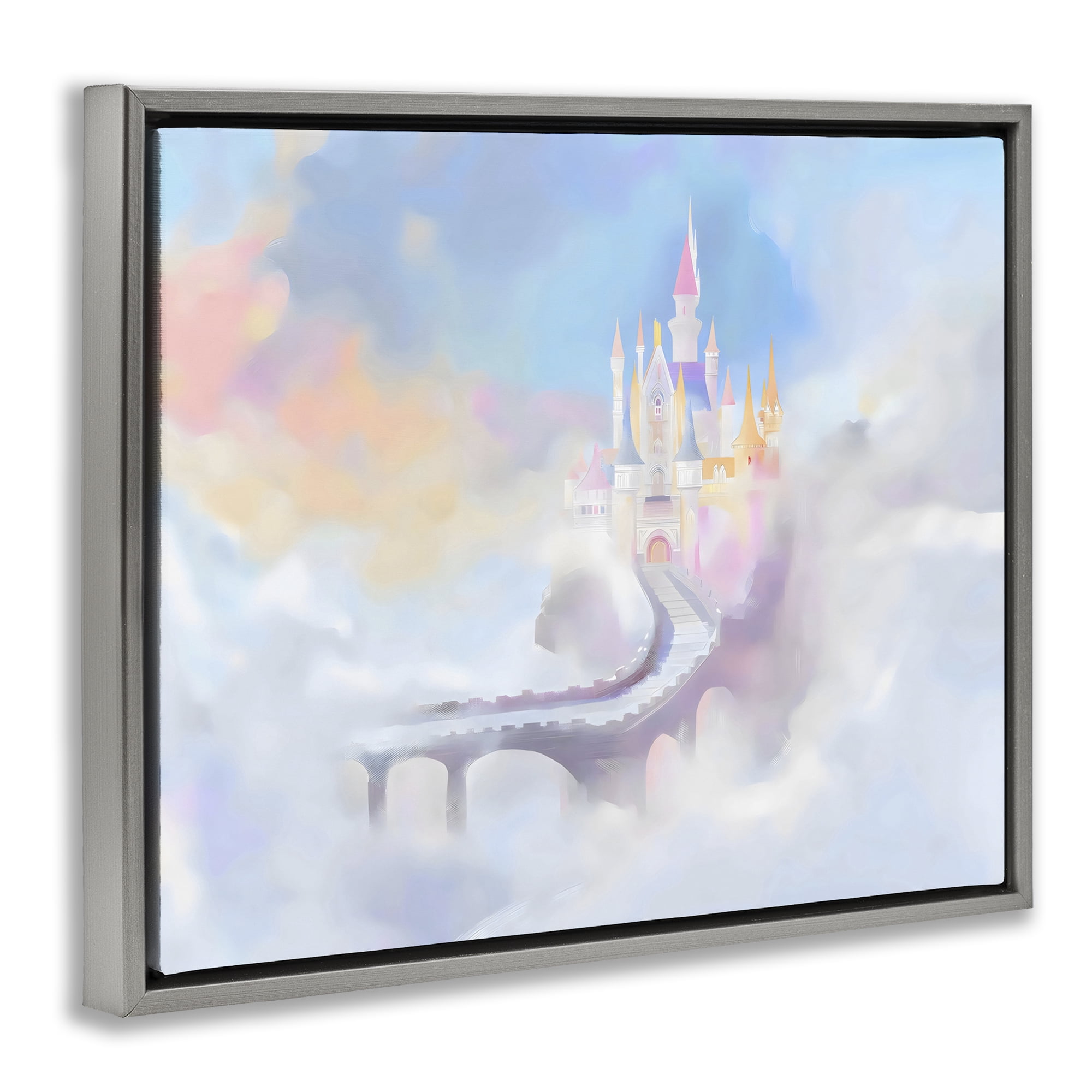 Stupell Industries Enchanted Bridge To Castle Gray Framed Floater Canvas Wall Art, design by Arlington Prints