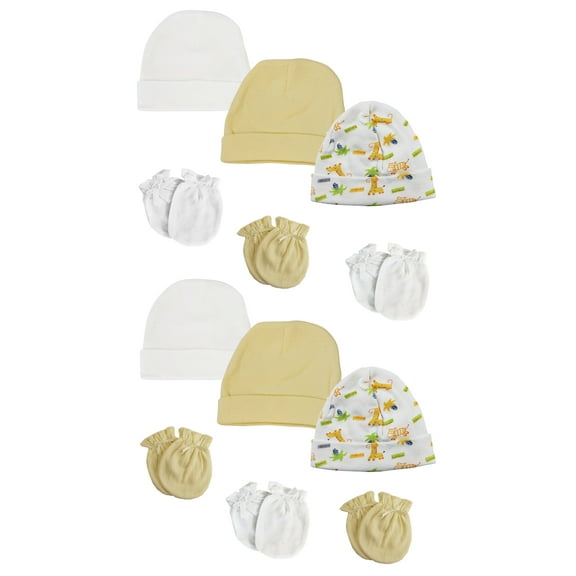 Baby Boy, Baby Girl, Unisex Infant Caps and Mittens (Pack of 12)